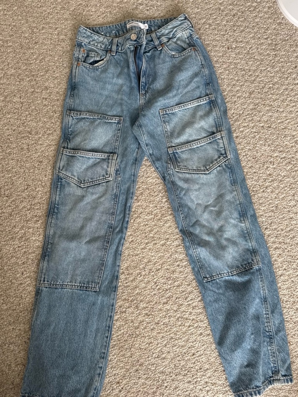 Garage Women's Light Blue Straight-Leg Utility Jeans